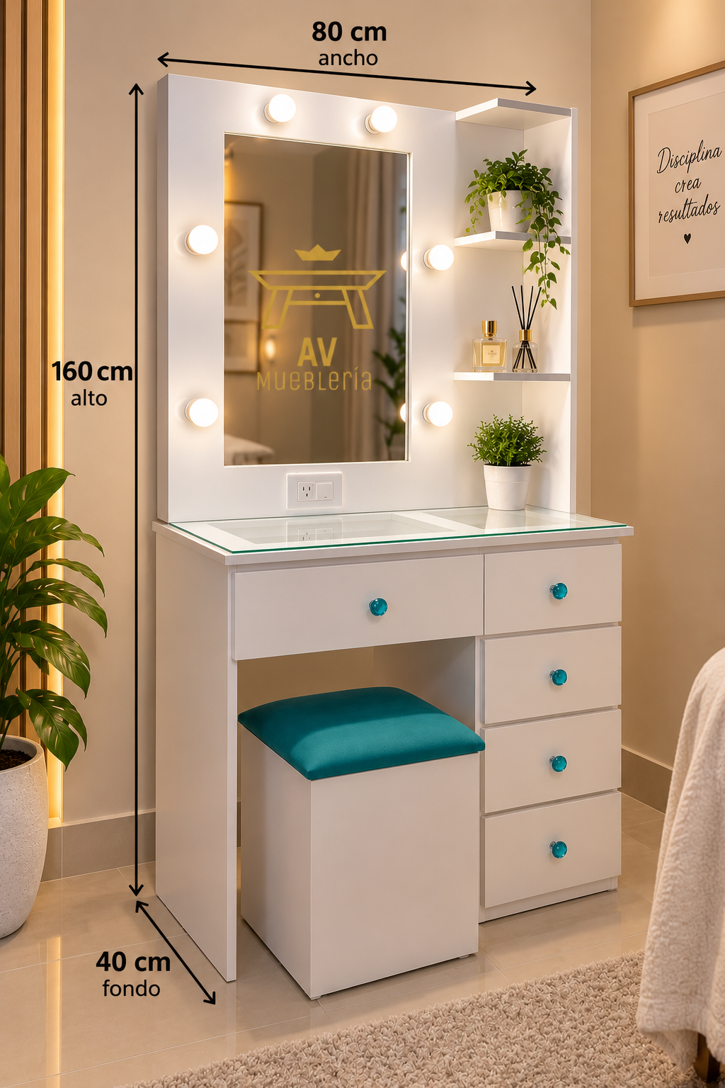 Coqueta Vanity Grande 160 cm alto
